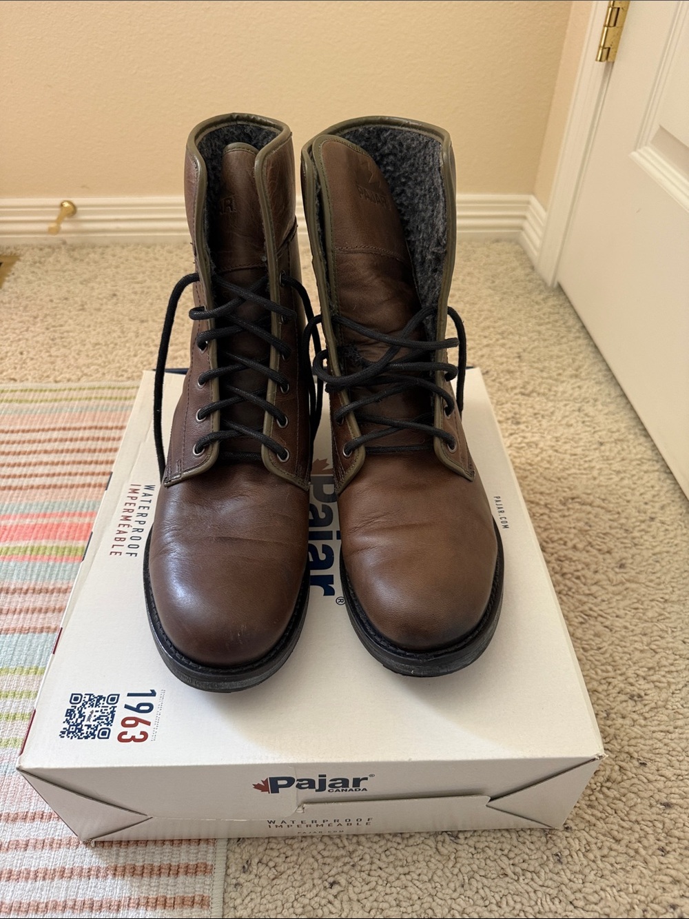 Pajar EU43 Men's Brown Leather Lace-Up Winter Boots